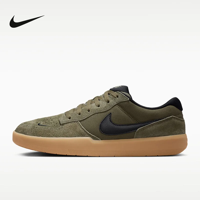 Фото Кроссовки Nike IQ8398-200 2026 New Low Top Skate Shoes, оливковые, замшевые, с подошвой Gum Sole, повседневные уличные кеды, превосходящие аналогичную обувь для скейтбординга №2