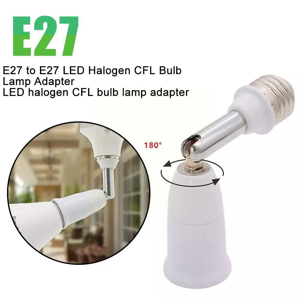 

New Flexible E27 to E27 LED Lamp base Bulb Socket With Extension Holder Converters 10CM aluminum White Light PC+ W9T4