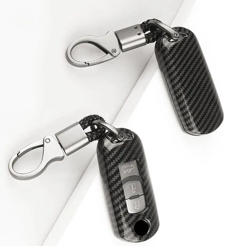 

Carbon Fiber 4D Fashion Car Key Case For Mazda 2 3 6 Axela Atenza CX-5 CX5 CX-7 CX-9 2014 2015 2016 Accessories