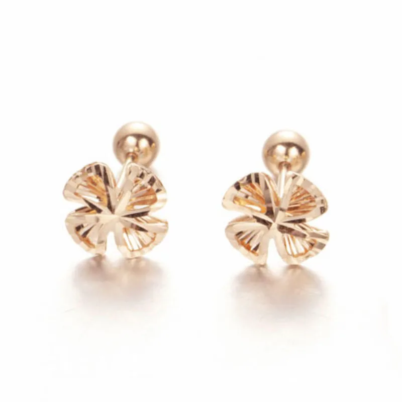 Женские маленькие серьги-лепестки из розового золота 585 пробы с покрытием под
