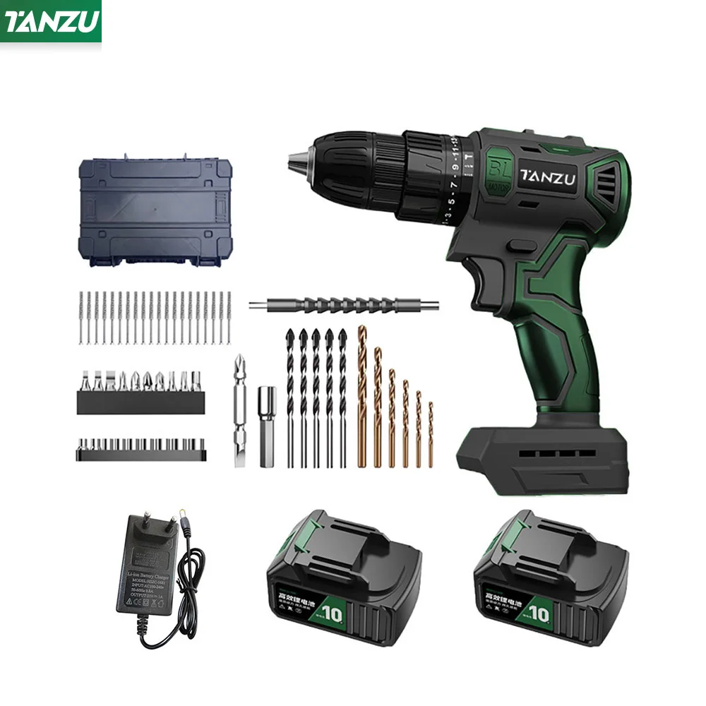 Brushless Electric Drill Impact Cordless Driller 12V/21V Screwdriver Li-ion Battery Adjustable Speed Electric Power Tool TANZU 3