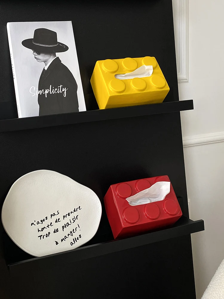 

Paper suction box, high appearance napkin paper box, living room building block paper towel box, creative ceramic suction box