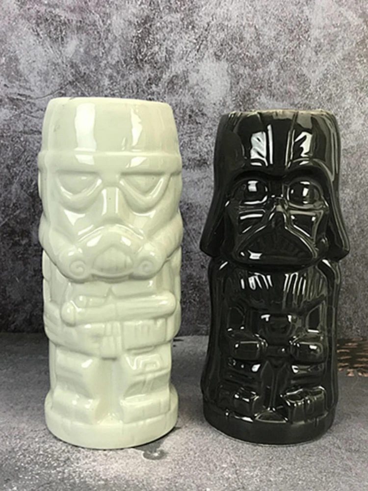 

Hawaii Tiki Mugs Star-Warsed White Soldier Black Warrior Ceramic Cup Ceramic Cocktail Beer Beverage Wine Cup Retro Home Bar Tool