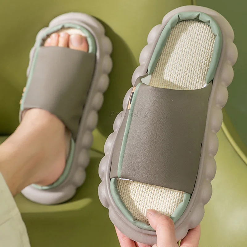 2022 Autumn Winter Women Home Slippers Solid Upper House Slides Platform Shoes for Female Bedroom Slippers Family Couples Shoes