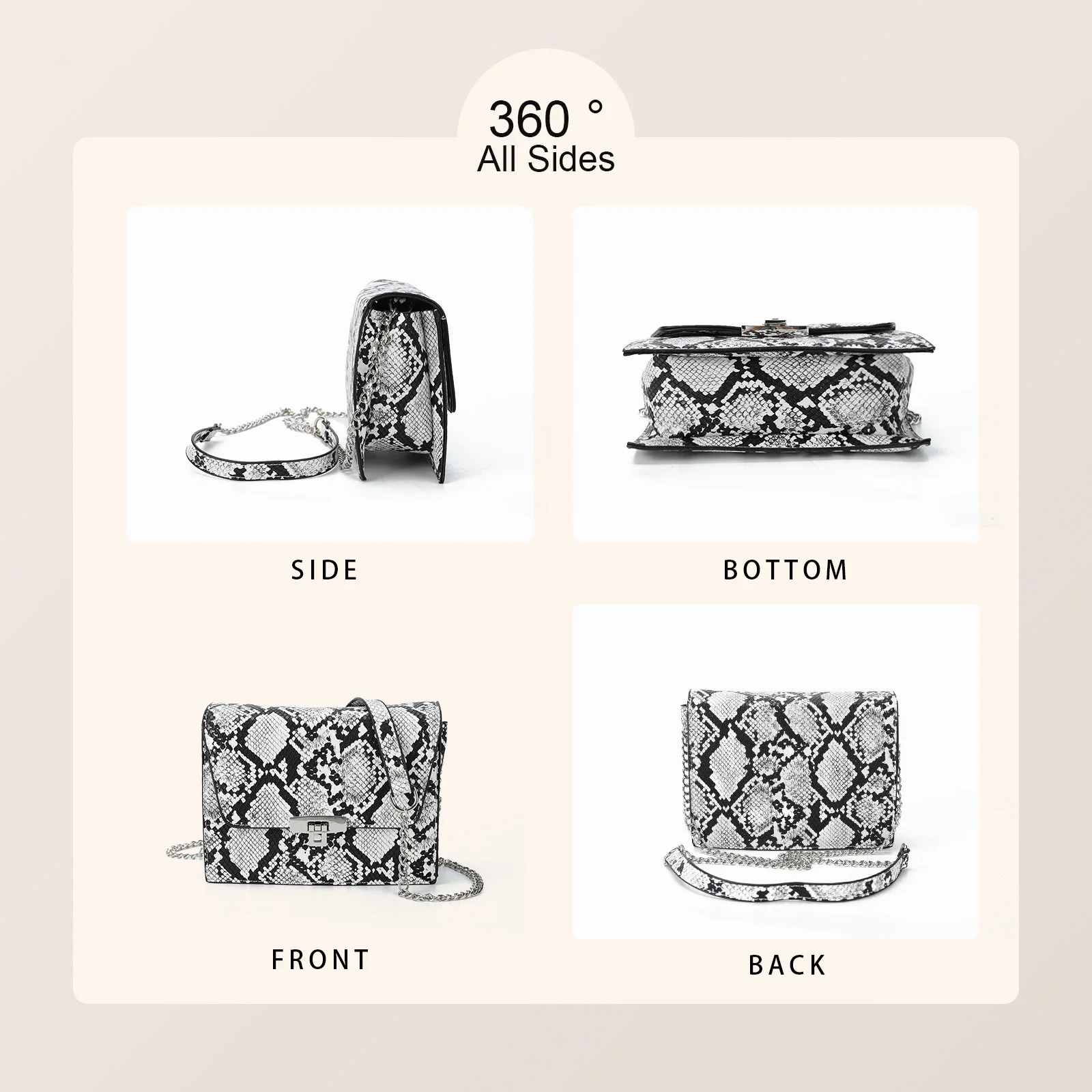 Женская сумка из искусственной кожи со змеиным узором