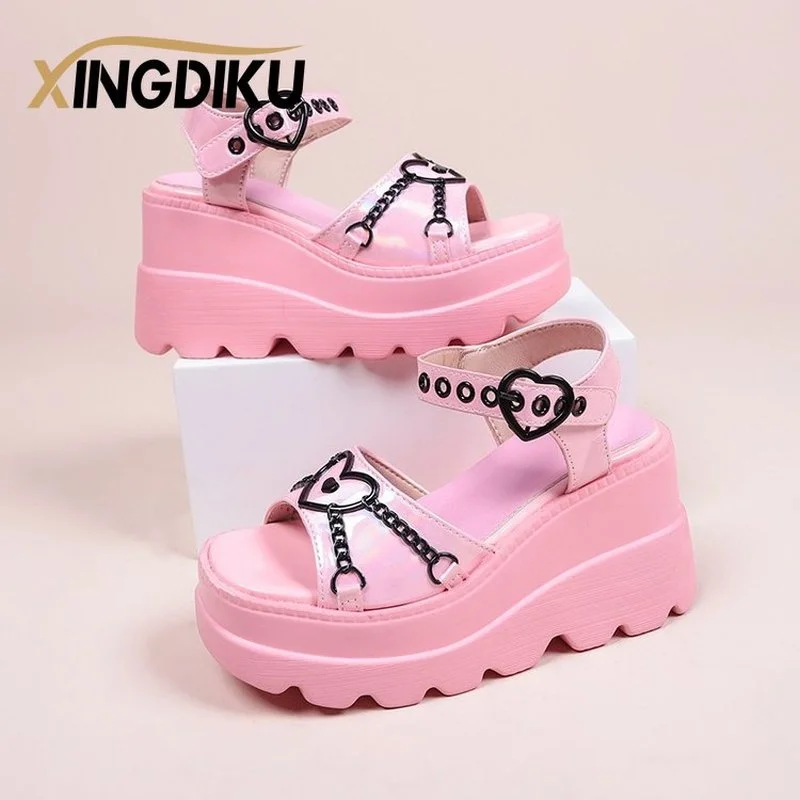 

Lolita Love Cute Women's Large Size Light Sandals Cartoon Anime Style Thick Bottom Wedge Sandals 8.5cm Waterproof Platform Shoes