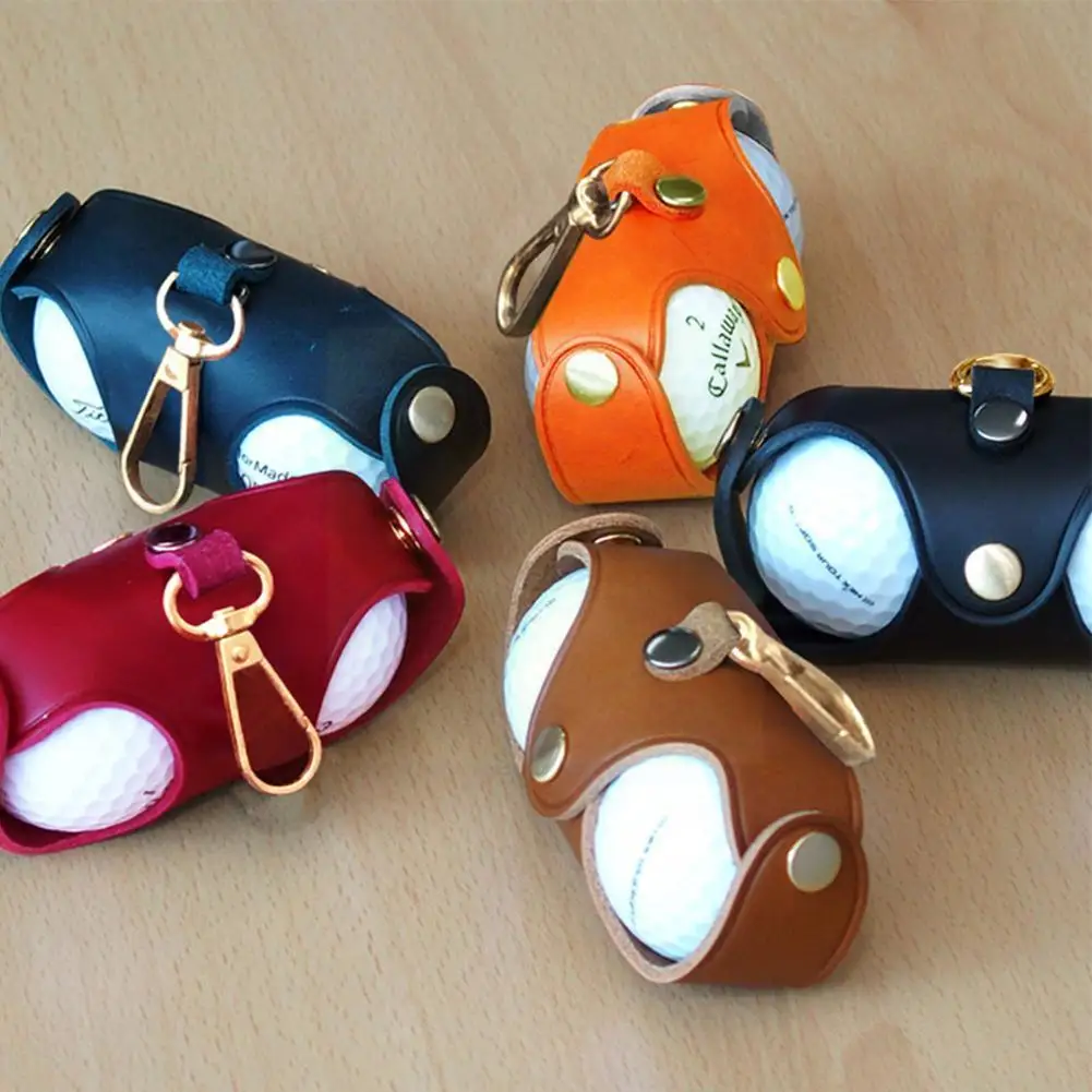 

Mini Portable Golf Ball Bag Faux Leather Waist Pouch Belt Bag Storage Waist 2 Container Balls Clip Hold Swivel A2y7