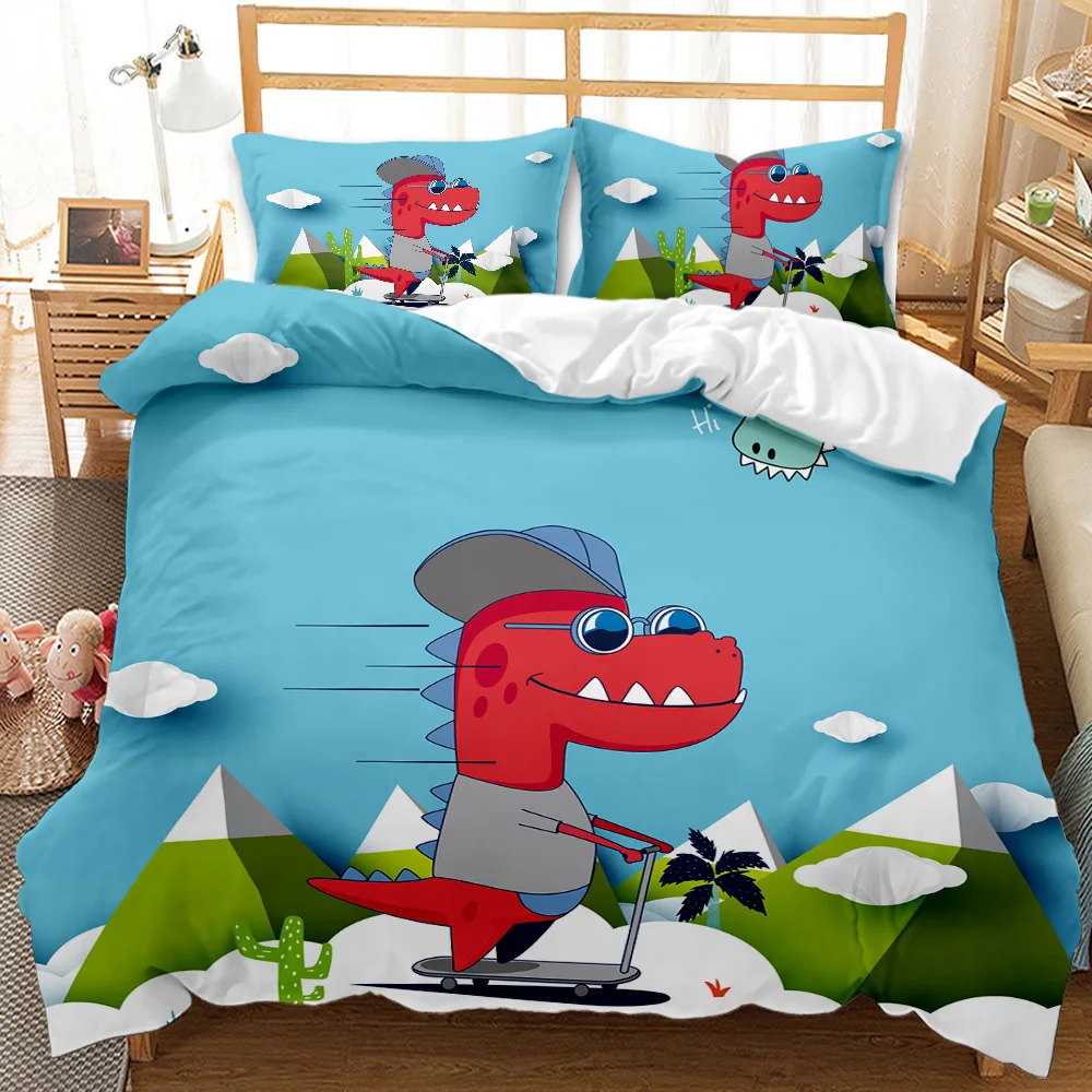 

Dinosaur Duvet Cover Queen Size Kids Cartoon Animals Cute Comforter Cover with Zipper Closure Girls Boys Polyester Bedding Set