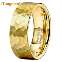 6mm 8mm silver black gold rose gold hammered tungsten ring wedding engagement band fashion jewelry pipe cut comfort fit