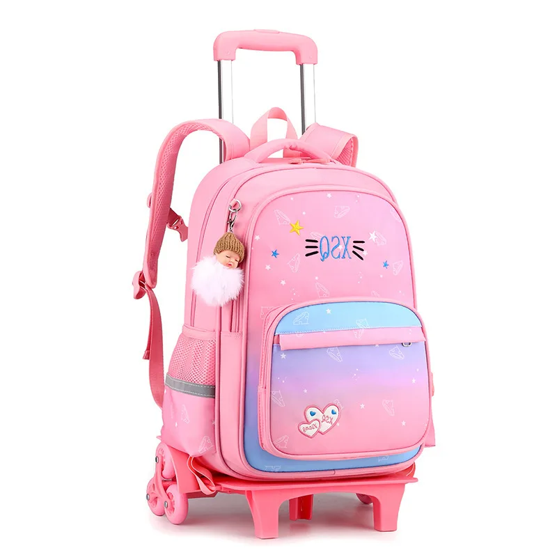 2023 Student School bag Rolling Backpack girl Trolley bag school backpack Can climb stairs wheeled bag Children Trolley backpack