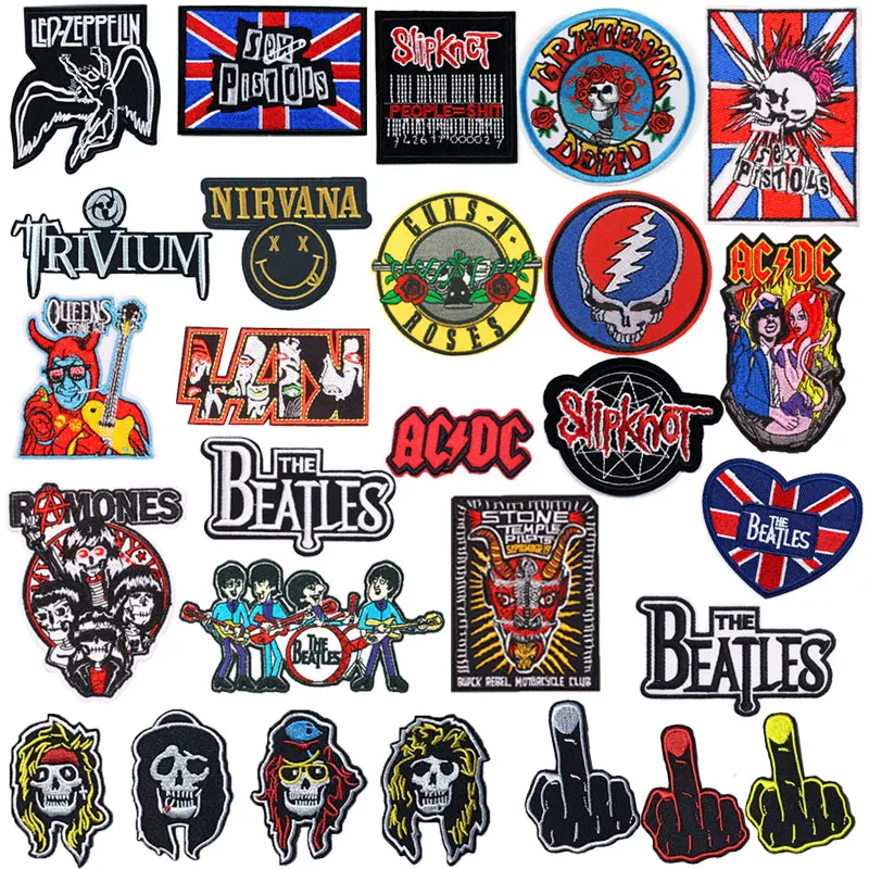 

Punk Rock Clothes Badges Ironing Patches Decals Embroidered Stripes Patches Clothes Jackets Jeans DIY Decor Stickers