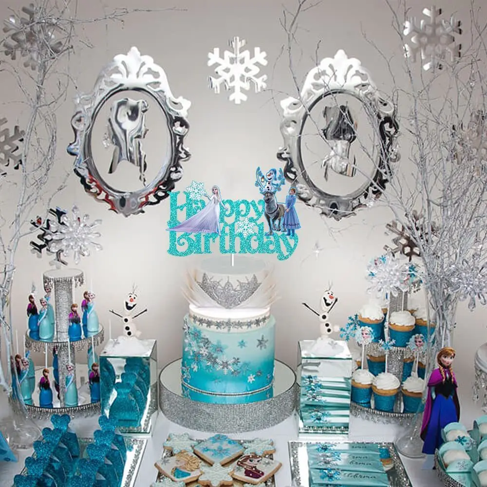 

Creative Disney Elsa Princess Cake Decoration Frozen Cartoon Cake DIY Flag Planting Children Happy Birthday Supplies Wholesale