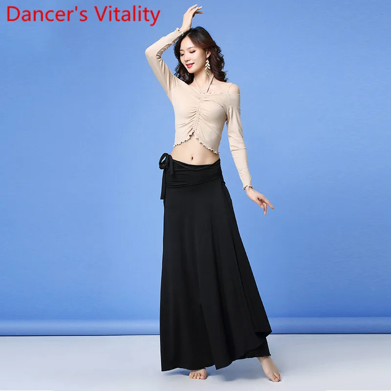 Зимний женский тренировочный костюм для танца живота топ с длинными рукавами