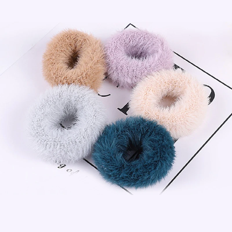 

2PC Plush Rubber Band Girls Elastic Hair Band Simple Hair Rings Solid Soft Hair Bands Hair Accessories for Women Headdress