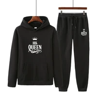 autumnwinter womens tracksuit 2 pieces set his queen hoodies sweatpants sportswear hoodies casual female hoodies suit