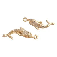 2pcs gold plated brass dolphin charms pendants for jewelry findings making diy earrings necklaces craft supplies accessories