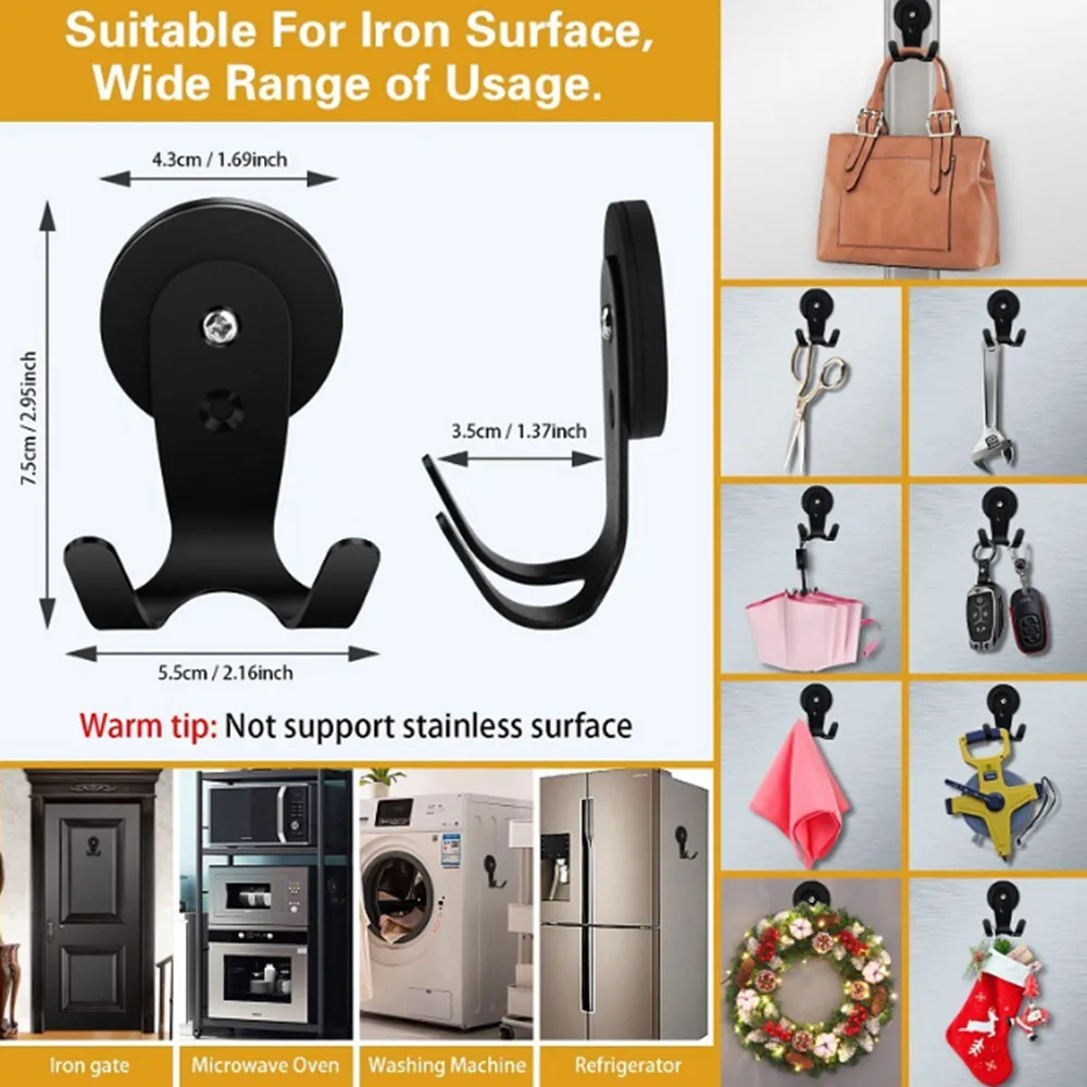 

2pcs Magnetic Wreath Hooks Heavy Duty Hooks Stainless Steel Magnet Holder for Refrigerator Metal Door BBQ Grill Tool Box