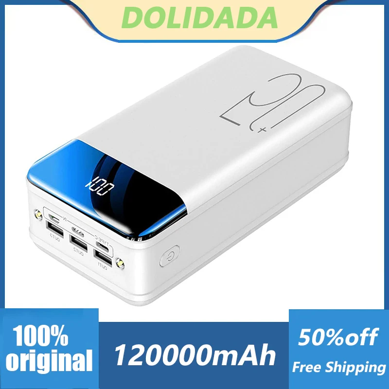 

xternal Battery 50000 mAh Portable Fast Charging Power Bank USB C Backup Battery with 3 Outputs and 3 Inputs and LCD Display