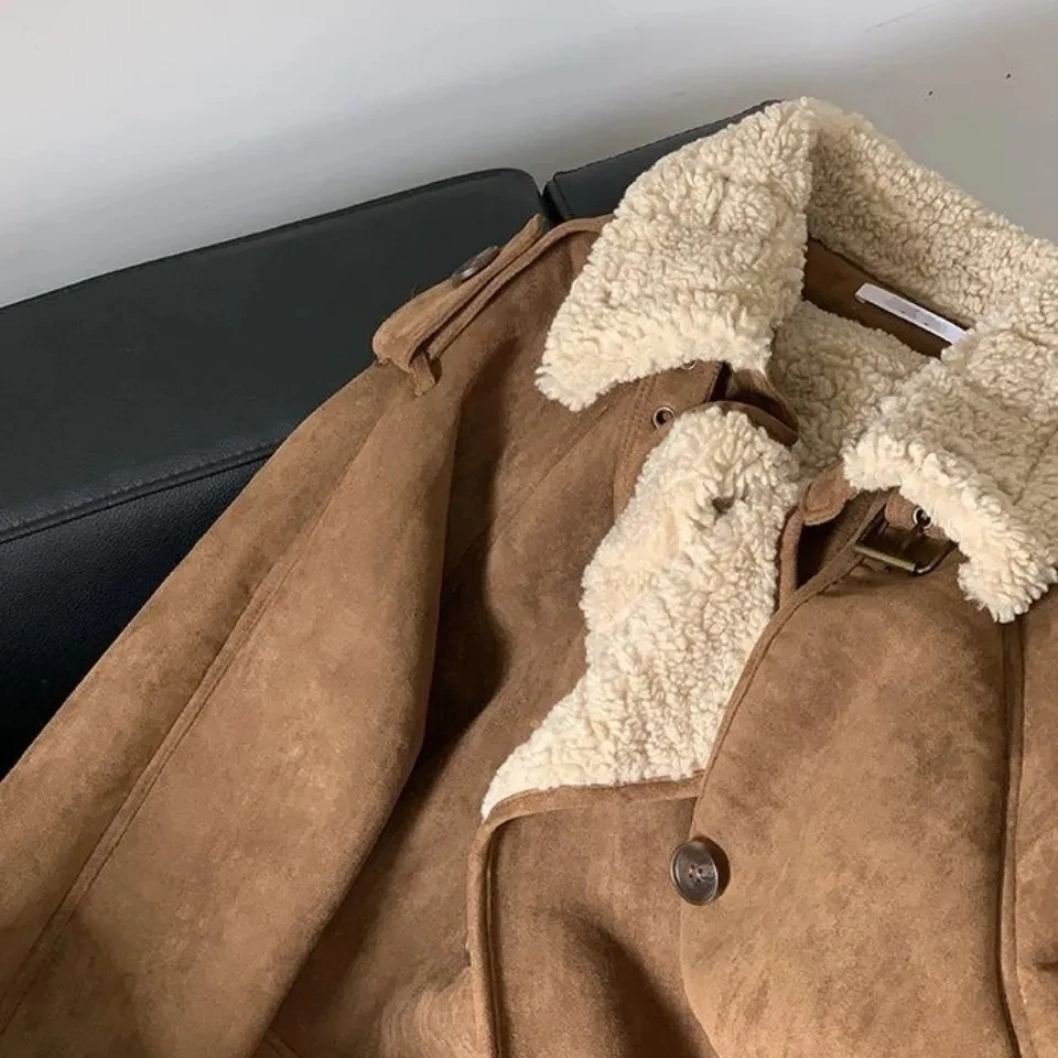 Vintage Cotton Jacket Women 2022  Autumn Winter Parka  Korean Loose Mid Length Over The Knee Lamb Wool Padded Coat  Windbreaker