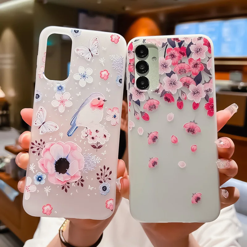 

Matte Soft For Samsung S23 ULTRA S22 PLUS S21 S20 FE Note 10 20Plus A14 A24 A34 A54 A23 A04E A03 A22 A32 Flower Silicone Cover