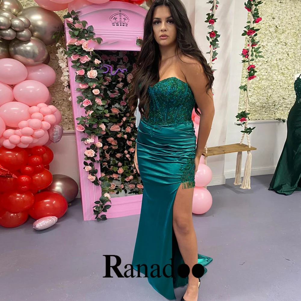 

Ranadoo V Neck 2023 Evening Party For Women Slit Mermaid Zipper Appliques Formal Party Gowns Robes De Soirée Personalised