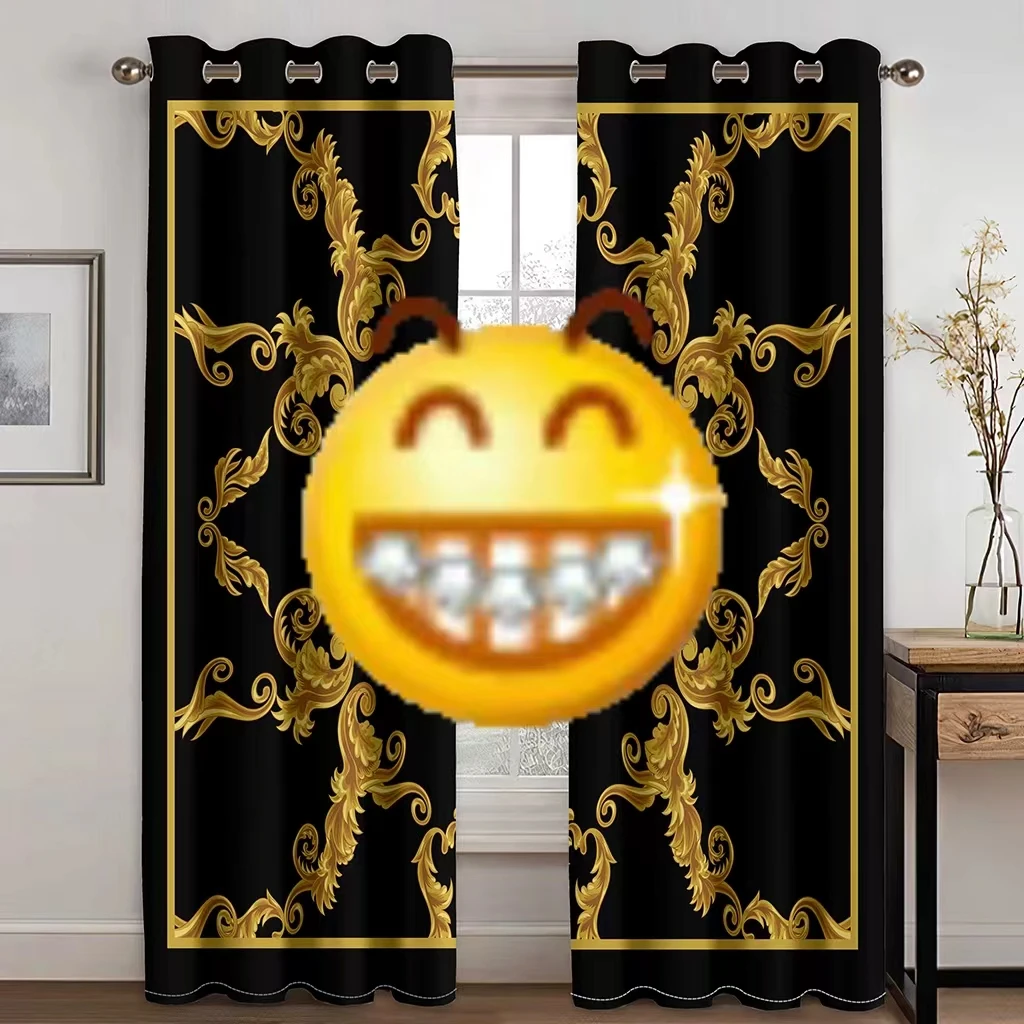 

Cheap 3D Modern Luxury Brand Black Gold 2Pieces Cloth Curtain Shading Window Curtain for Living Room Bedroom Home Decor Hook