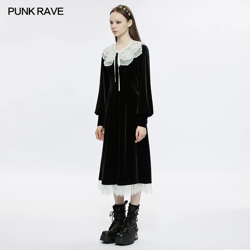 Женское бархатное платье в стиле Панк RAVE повседневное готическое со съемным