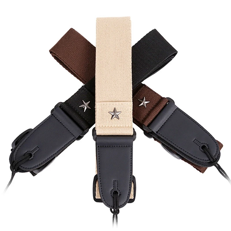 

Wear Resistant Acoustic Bass Thicken Shoulder Belt Parts Anti Slip Adjustable Length Guitar Strap Star Embellish Soft Durable