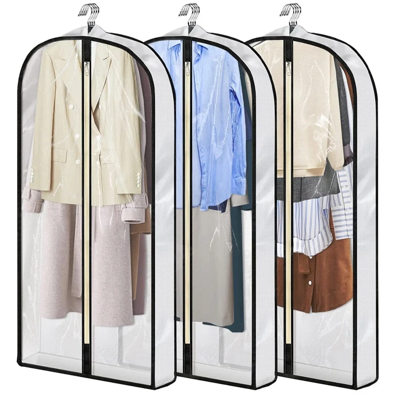 Garment Bags for Storage, 40 inch Suit Bag for Closet Storage, Hanging Garment Bags 3 Packs, 4 inch Gusseted Larger