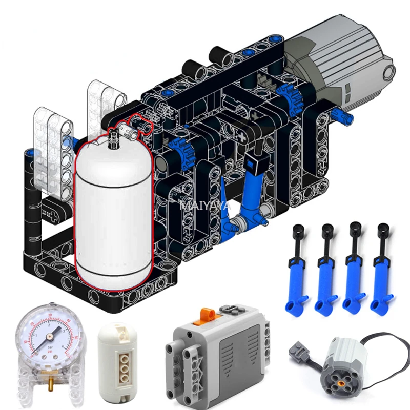

NEW Technical MOC Pneumatic Pump Compact Building Blocks Model with 64065 75974 Airtank Pressure Gauge Manometer MOC Parts Toys