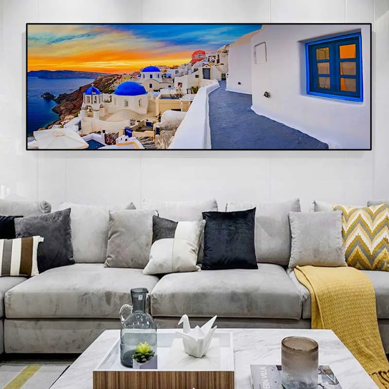 

Скандинавский греческий пейзаж, плакаты и принты, Санторини, настенное искусство, холст, живопись, гостиная, домашний декор, картины, фрески