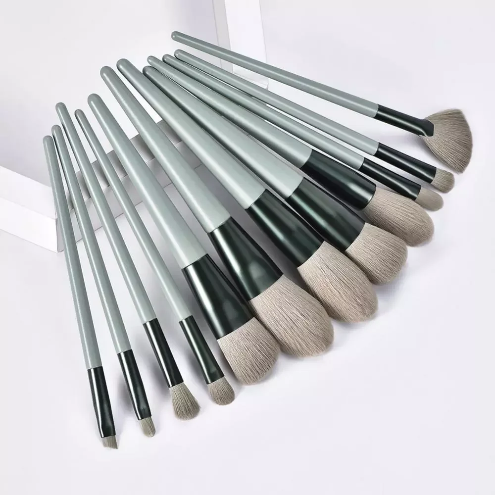 

NEW2023 12PCS Silver Makeup Brushes Set Professional Natural Hair Brush Foundation Powder Contour Eyeshadow Make Up Brushes Kit