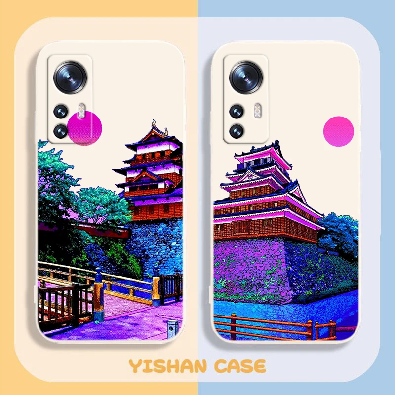 

Japanese anime landscape palace Phone Case For Xiaomi Mi 12S 12 12X 11i 11T 11 10 10S 10T 9 Pro Lite Ultra 5G Liquid Rope TPU