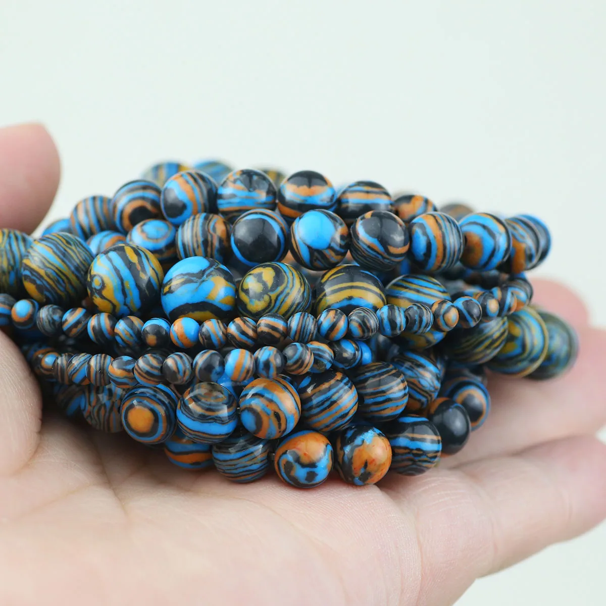 4/6/8/10 мм синий черный смешанный синтетический малахит круглые свободные бусины