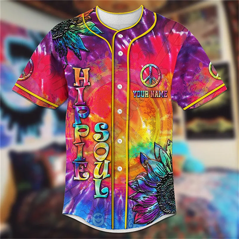 Hippie Soul Every Little Thing Is Gonna Be Alright Custom Name Baseball Jersey Baseball Shirt 3D Printed Men Shirt hip hop Tops
