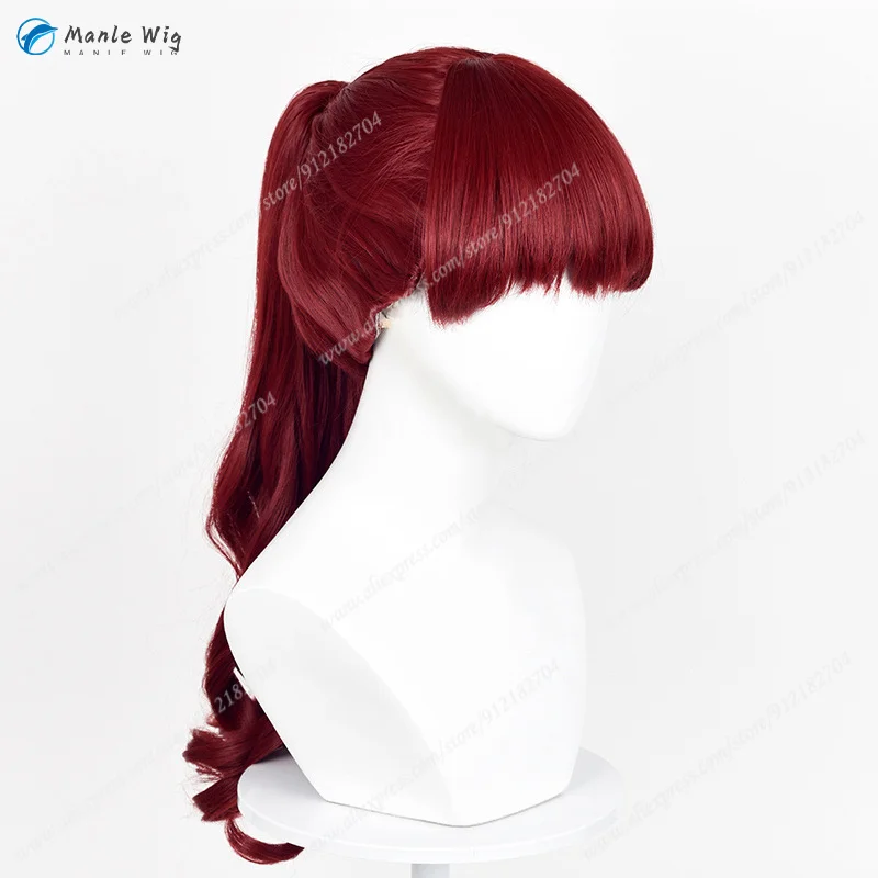 P5 Касуми Йошизава Косплей Парик Винно-красный Длинный Хвост Аниме Качество