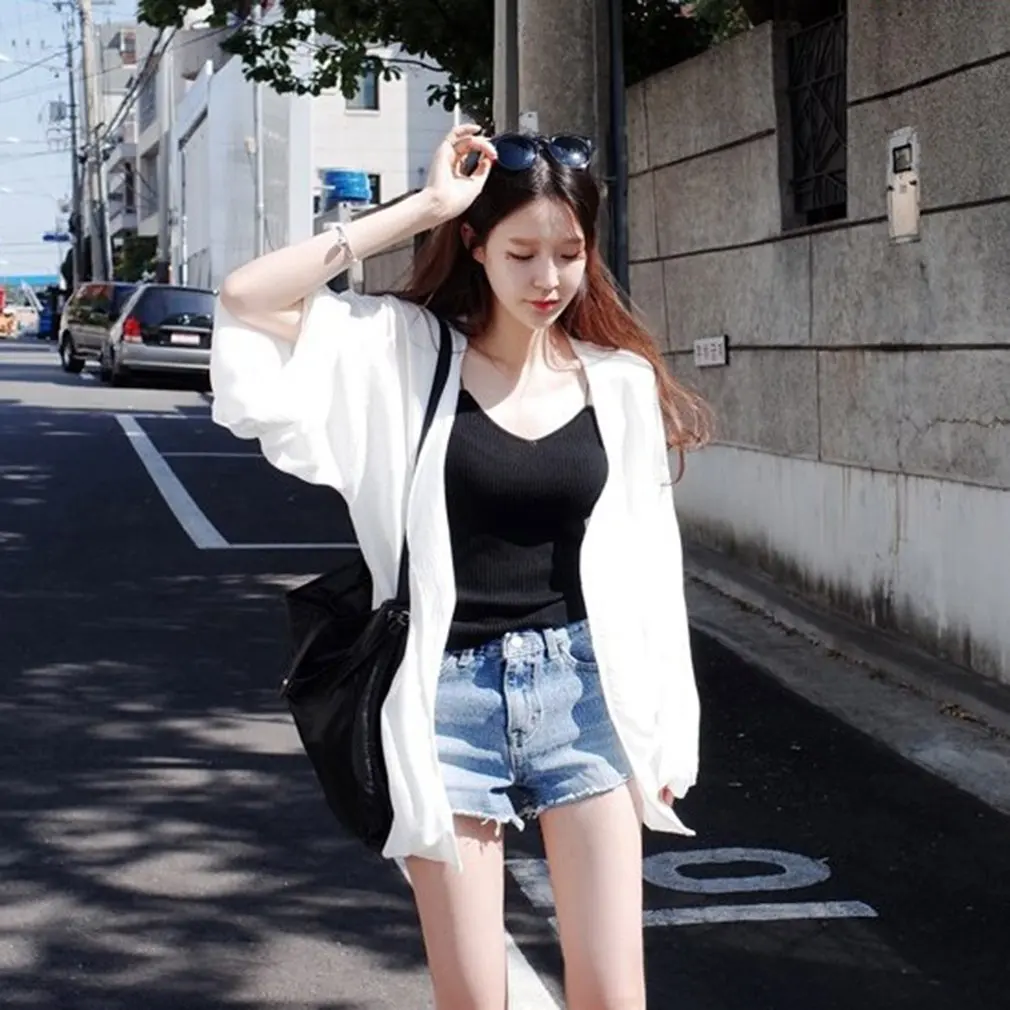 

Elegant Design Women Thin Style Three Quarter Sleeve Cardigan Summer Loose Style Ladies Travel Sunscreen Outwear Coats