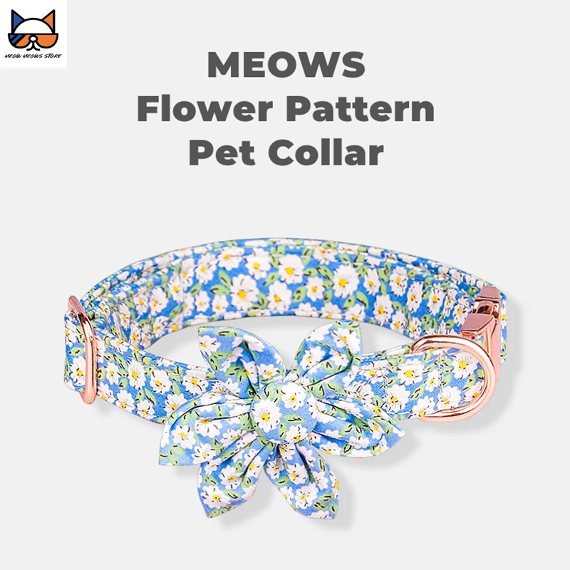 

MEOWS Pet Collar With Colorful Flower Pattern Soft Cotton Ventilate Closed-fit For Your Dog Cat
