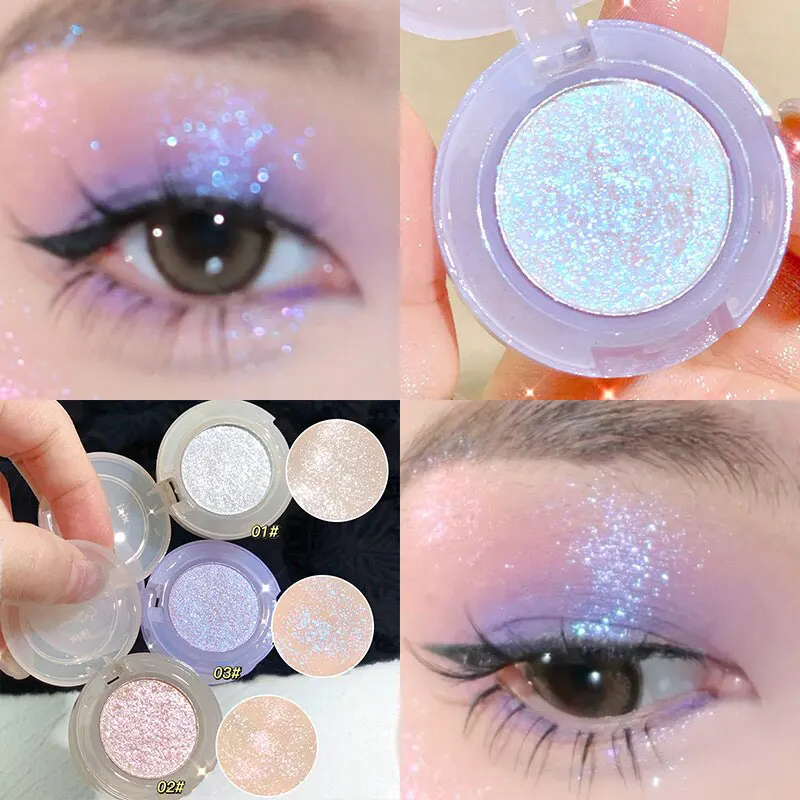 Purple Shimmer Eyeshadow Mashed Potato Texture Long Lasting Not Dry Eyeshadow Pearlescent Glitter High Gloss Korean Comestic