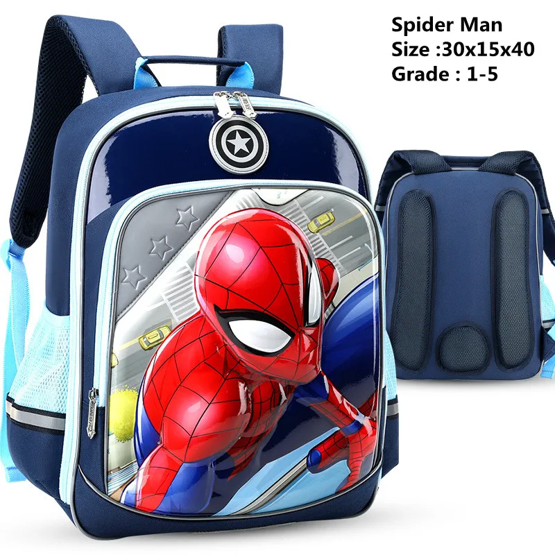 2022 Disney New School Bags For Boys Primary Student Shoulder Orthopedic Backpack Spider Man Captain America Grade1-5 Mochila