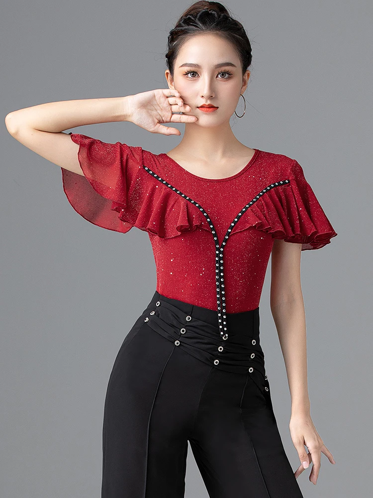 

2022 New Latin Dance Shirt Women/girls/lady New Sexy Salsa/ballroom/tango/cha Cha/rumba/samba/latin Top For Dancing 5090