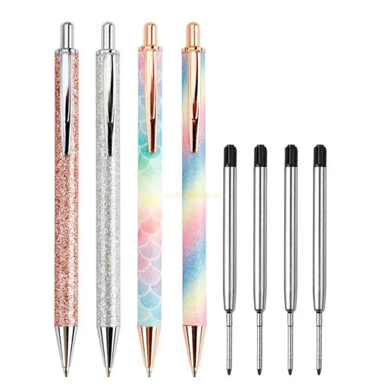 

Retractable Ballpoint Pen with 4 Refills Business Signing Pens for Studnet Adult