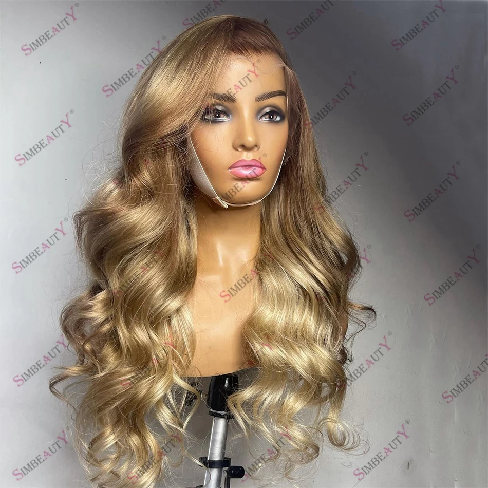 

Body Wave Ombre Blonde Human Hair Lace Front Wig for Women Pre Plucked Natural Hairline Brown Melt Blonde Remy Indian Hair Wig