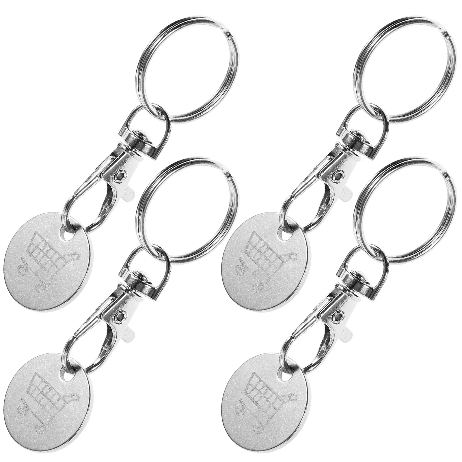 4 шт. жетоны для покупок брелок из нержавеющей стали кольца на тележке держатель