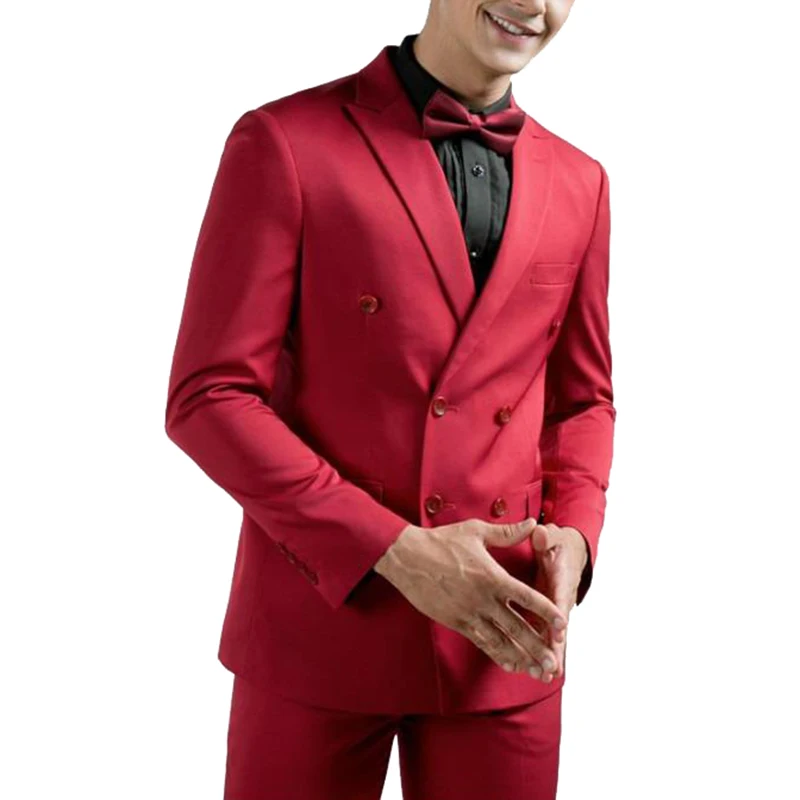 New Double-Breasted Male Suit Slim Fit 2 Pieces Wedding Tuxedos for Men Groomsmen Suit Prom Formal Men's Clothing (Jacket+Pants)