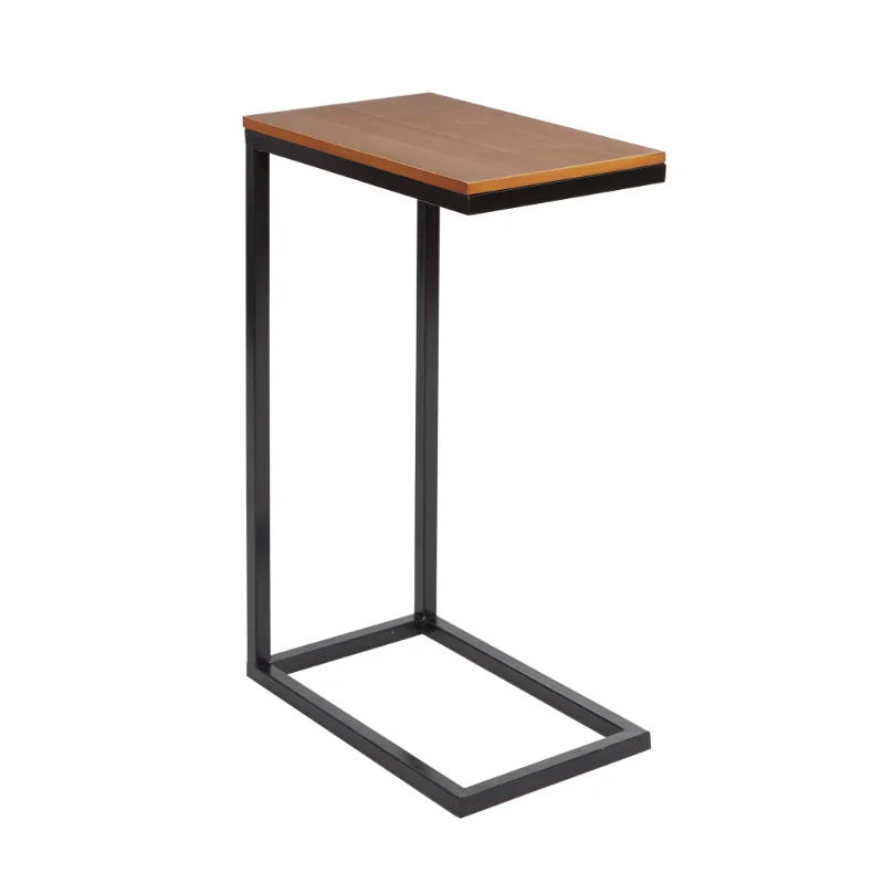 

Bryson Small Metal C-Table with Brown Wood Top, Black Finish