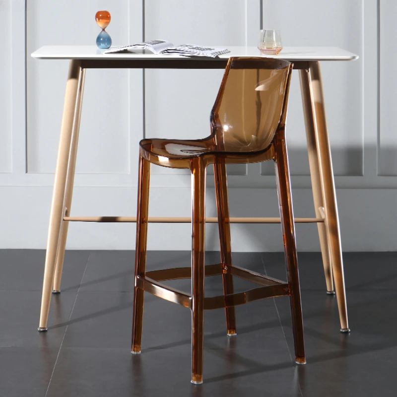 Скандинавский барный стул прозрачная спинка модный высокие ножки пластиковый