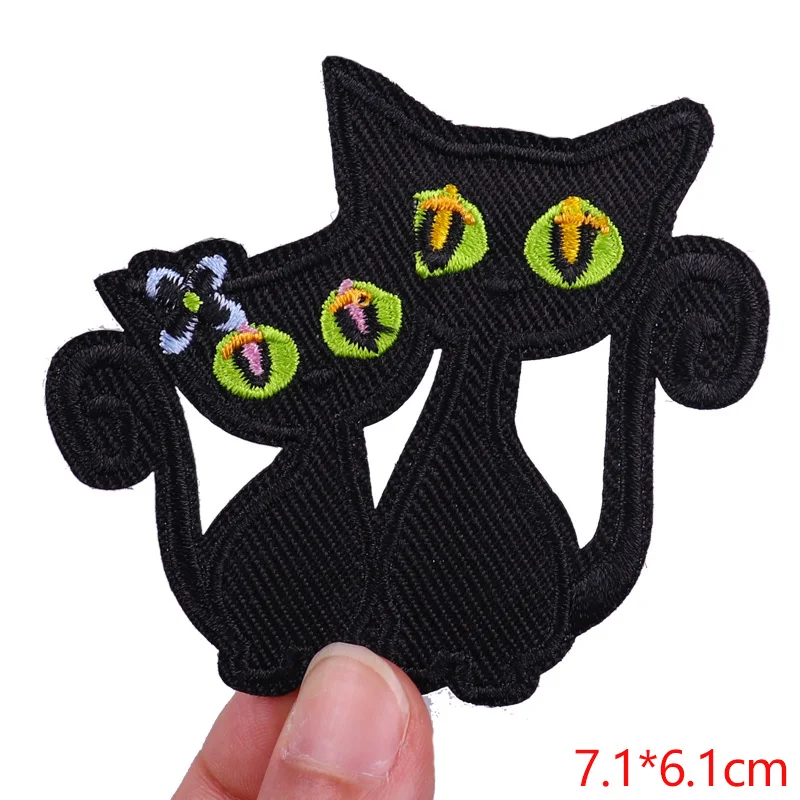 Нашивки с мультяшным котом на одежду значки животными Полосатая Вышивка милым
