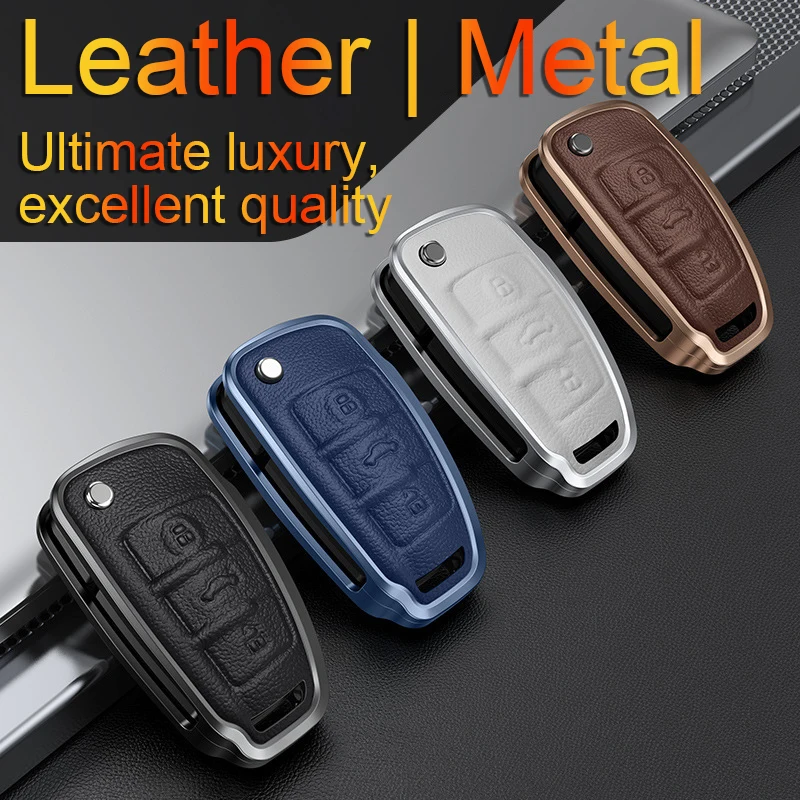 

Aluminum Alloy Leather Car Flip Key Case Cover Shell For Audi A1 A3 8P 8L A4 A5 B6 B7 A6 A7 C5 C6 4F Q3 Q5 Q7 Q8 TT S3 S4 S6 RS