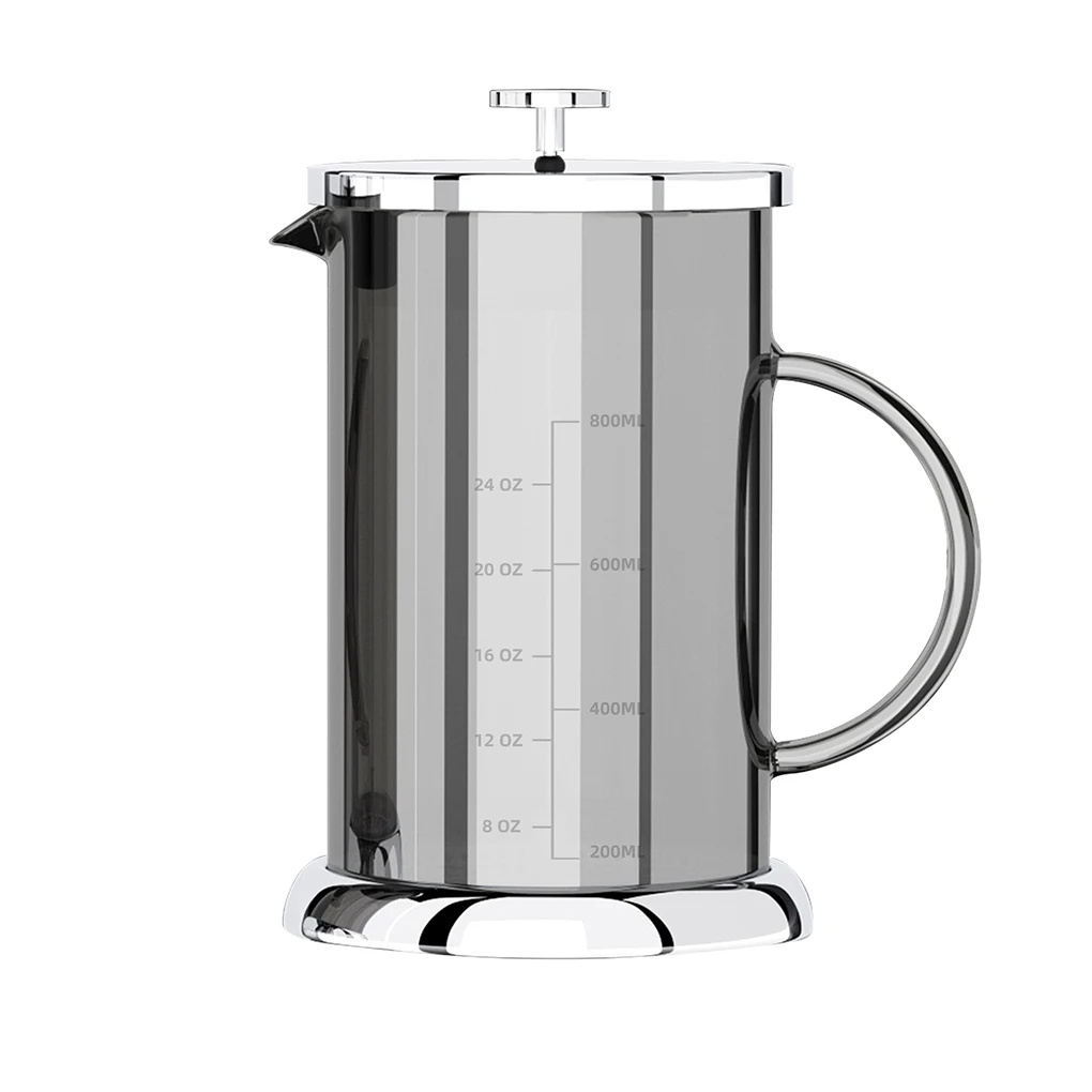 Coffee Pot Maker Kettle Manual Machine Ware Froth Insulated Vessel Office Filter Portable Gift Gray